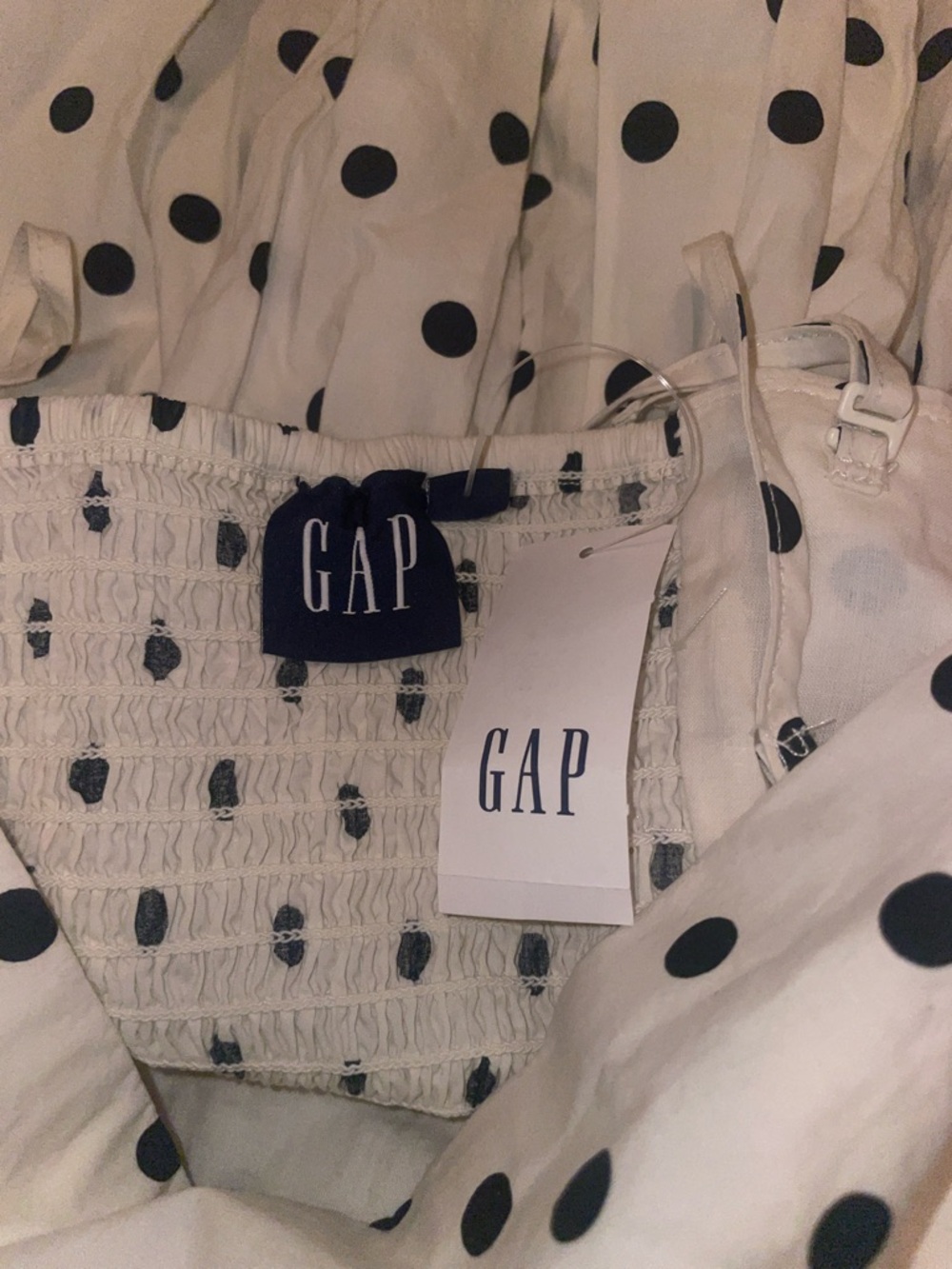 Gap White Polka Dot Spaghetti Strap Poplin Bubble Top - Picture 5 of 5
